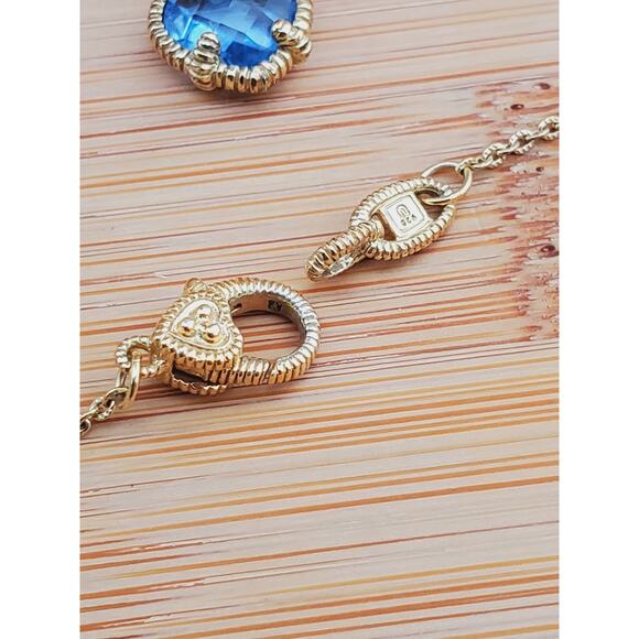 Judith Ripka JR Two Heart Double Chain Necklace Sterling Silver 925 Gold Plated - Picture 6 of 8